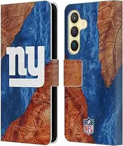 Head Case Designs Officially Licensed NFL Wood Resin Print New York Giants Art Leather Book Wallet Case Cover Compatible with Samsung Galaxy S24 5G