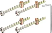 uxcell 4Pcs Hex Socket Head Screws Bolts Barrel Nuts, M6 x 80mm Socket Furniture Bed Bolt Barrel Nut with Wrench for Chairs Cots, Bronze Color