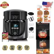 6QT Stainless Steel Air Fryer & Pressure Cooker Combo with Touch Control & Timer