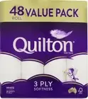 Quilton 3 Ply Toilet Paper Rolls 48 Value Pack - Soft and Smooth Tissue - AU