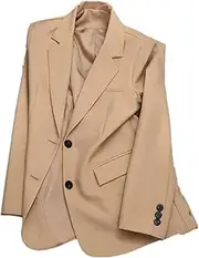 [Generic] Women Spring Long Sleeves Female Blazer Jacket Loose Fitting Suit Coat Solid Color Top Outwear