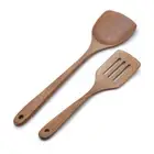 2 Wooden Spatulas With Long Handles For Cooking Long Handled Three-Wire Spatu S1