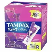 18X Tampax Pocket Radiant Tampons, REGULAR, Unscented-14 Ct (252 Total)