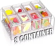 Hushee Ice Chilled Condiment Caddy with 8 Compartments Condiment Serving Container with Separate Lid Chilled Serving Tray Garnish Tray for Home Restaurant Bar Accessories