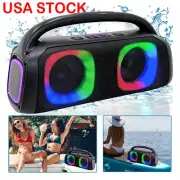 Portable TWS LED Bluetooth Speaker Wireless Outdoor Loud Boombox Dual 5" Woofers