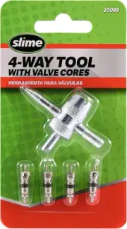 Slime 20088 Valve Tool, 4-Way, Plus Cores for All Types of Tire