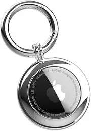 RECKNEY Metal AirTag Keychain Case Silver - Airtag Keyring compatible with Apple AirTag - Air tag Bumper - Apple AirTag Holder for Keys, Wallets, Bags, Kids, Backpacks, Dogs and Cat Collar Pets