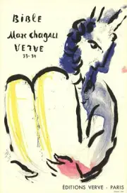 MARC CHAGALL Moses 25.25" x 16.5" Lithograph 1956 Modernism Blue, Yellow