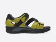 WOLKY Women's DESH Hook & Loop Strap Trekking Sandal, Olive Green Leather, SZ 43