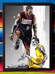 Framed PHILADELPHIA 76ERS NBA Basketball Poster ALLEN IVERSON - 45cm x 32cm