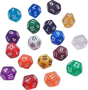 TOYANDONA 25pcs Acrylic Number Dice 12 Sided Gaming Dice for Parties Table Games Education Random Color