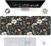 Giecy Mouse Pad, Computer Desk Mat 90 x 40 cm Large Mousepad Desk Pad Mat, XXL Extended Keyboard Mouse Pad Mats Gaming Mousemat Desk Protector Pad for Home Office Laptop (Black Flower)