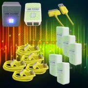 5X 4 USB PORT WALL ADAPTER+10FT CORD CHARGER SYNC YELLOW FOR IPHONE 4S IPOD IPAD