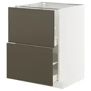 METOD / MAXIMERA base cb 2 fronts/2 high drawers, white/Havstorp brown-beige, 60x60x80 cm