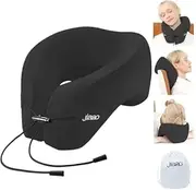 Jiaao Neck Pillow Airplane, 2025 Upgraded Memory Foam Travel Pillow for International Flights, Adjustable Clasp, Storage Bag, Advanced Neck Support for Road Trips, Home, Office, and Gaming