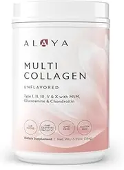 Alaya Multi Collagen Powder - Type I, II, III, V, X Hydrolyzed Collagen Peptides Protein Powder Supplement with MSM + GC (Unflavored)