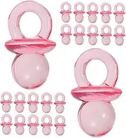 Toddmomy 200pcs Mini Clear Pink Acrylic Pacifiers for Shower Decorations Cute Party Favors for Gender Reveal and Shower Games Durable and Safe Pacifier for Parents