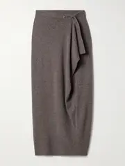 [Christopher Esber] Christopher Esber - Wrap-effect Draped Merino Wool And Cashmere-blend Maxi Skirt - Gray - medium medium Gray