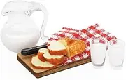 Odoria 1/12 Scale Dolls House Miniature Milk Pitcher and Bread on Board Dollhouse Accessories