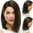 Womens Natural Medium Straight Hair Wig Ombre Brown Blonde Daily BOB Full Wigs.