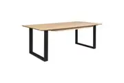 Divano Aconite Dining Table 210cm Solid Messmate Timber Wood Black Metal Leg - Natural