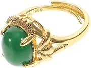 [SHERCHPRY] Adjustable Ring Jade Finger Ring Gemstone Ring Knuckle Fidget Ring Oval Stone Ring Open Rings Gold Bracelet Making Kit Moonstone Ring Baroque Rings Silver Green