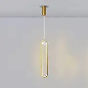 CJLWSLCO Oval LED Chandelier Fixtures Modern Minimalist Linear Hanging Light Bedroom Bedside Lighting Pendant Light for Dining Room Bar Kitchen Island Indoor Adjustable Height E27 Base Ceiling Light F