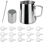 SZXMDKH Milk Frothing Jug, 350 ml, 12 Oz, Stainless Steel Milk Jug, Barista Milk Jug and Latte Decoration Art Pen for Making Coffee, Cappuccino, Milk Frothing Machine, Coffee