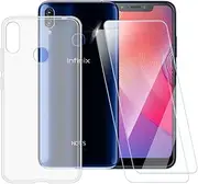 ESACMOT Clear Case Compatible with Infinix S3X X662 + [2 Pack] Screen Protector Tempered Glass, Shockproof Case Cover for Infinix Hot S3X (6.2 inch)