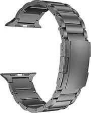 MaKTech Titanium Wristband,Metal Strap with Tortoise Buckle,Compatible with Apple Watch Series 10/9/Ultra 2/SE/8/7[2024] (42mm/41/40mm,Space Gray)