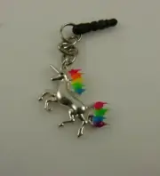 Unicorn rainbow charm cell phone or fits Ipad charm ear cap dust plug