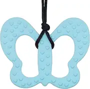 Panny & Mody Sensory Chew Necklaces, Chewable Jewellery for Boys and Girls, Silicone Butterfly Teether Pendant Chewy Sticks ADHD Autism Chewing Toys Set for Kids Oral Sensory Motor Aids (Blue)