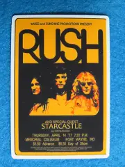 Music STICKER ~ RUSH 1977 Concert Poster Memorial Coliseum, Fort Wayne, INDIANA
