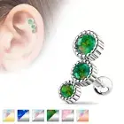 Opal Barbell Stud Cartilage Daith Tragus Helix Ear Piercing Jewelry 16G