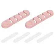 2Pcs Pink Cable Clips Cord Organizer Cable Holder for Home(4 Slots)