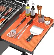Silicone Grill Mat Compatible with Blackstone, XICEN Silicone Griddle Tools Mat with Drip Pad, Spatula Mat for Outdoor Grill Kitchen Counter (Orange)