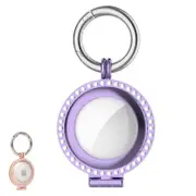 Metal AirTag Case e for Apple Bling Diamond AirTags Holder Anti Scratch Protective Cover-Light purple