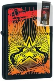 Zippo 24891 guitar wings black Lighter + FLINT PACK
