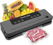 Vacuum Sealer Machine, Compact One-Touch Automatic Food Sealer with LED Indicator Lights Vacuum Sealer with Built-in Cutter for Both Wet and Dry Foods, Vacuum Roll Bags Included