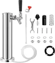 Chciyich Kegerator Tower - Single Tap 3" Beer Tower, Stainless Steel Beer Tap Faucet, Draft Beer Dispenser for Home Bar, Keg Tap, Kegerator Replacement Parts with Pre-Assembled Line