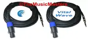 (2) 15ft 14ga Speakon to 1/4" Male Plug SPEAKER CABLE WIRE PA DJ Pro Audio VWLTW