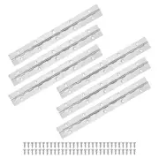 6-Pack Silver Continuous Piano Hinges 10x1.2x0.04" Stainless Steel with Screws