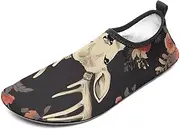 [BTCOWZRV] Water Shoes for Women Men Deer Print Painting Water Sports Shoes Slip-on Breathable Lightweight Athletic Aqua Sock