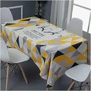 EHOMERY Fabric Table Cloth Rectangular Tablecloth Neutral Antlers 8 Seater Dining Table Cloth Linen Tablecloth Pattern Cotton Linen White Yellow Table Decoration 110X170Cm