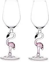 Creative Pink Flamingo Cocktail Martini Goblet Glass Cool Tableware Unique Bar Wine Set (2, 330ml Wine Glass)