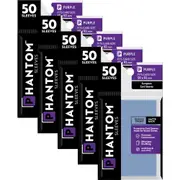 5x 50pc Phantom Sleeves 59x92mm Game Card Case Protector Purple Gloss/Matte