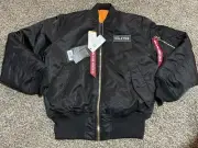 NWT MA-1 Bomber Flight Jacket - Fighter Pilot Flight Jacket Black Medium