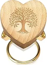 Weysat Heart Shaped Keepsake Urn for Ashes Small Bamboo Cremation Urn with Tree of Souls Engraving & Metal Stand for Human or Pet Ashes for (3" x 3" x 1.2")