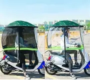 Bike Cover Motorcycle rain Cover,Universal Fully Enclosed Motorcycle Sun Visor Shade Tent Umbrella WindshieldCanopy Motorbike Roof Motor Bicycle Mobility Scooter Sunshade Rain Cover,Green,B