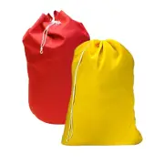 2 x Commercial Laundry Linen Bag with Drawstring & Lugs: Red & Yellow| Bnb Supp